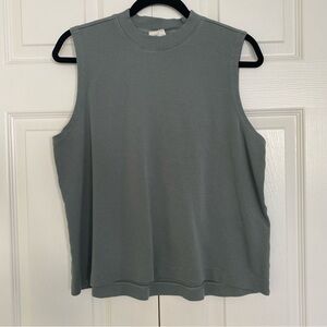 Pact Cropped Sleeveless Tank size L Olive Green Crew Neck 100% Cotton